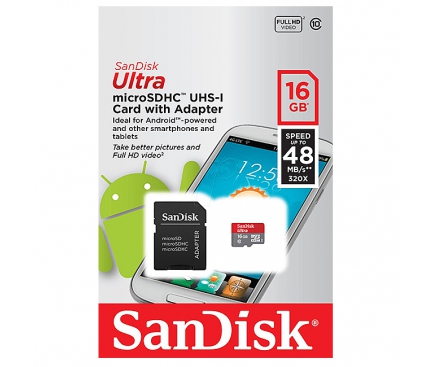 Card memorie SanDisk Ultra MicroSDHC 16GB Clasa 10 UHS-1 Blister