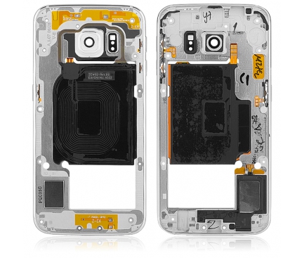 Carcasa mijloc Samsung Galaxy S6 edge G925 argintie alba