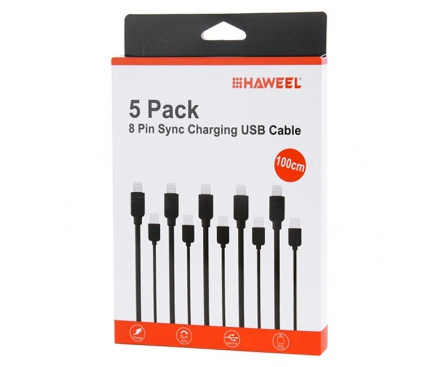 Set cablu de date Apple iPhone 6 Haweel (5 bucati) Blister Original