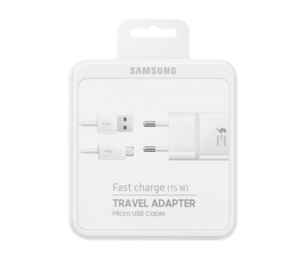 Incarcator Retea Cu Cablu microUSB Samsung, 15W, 2A, 1 x USB-A, Alb EP-TA20EWEUGWW
