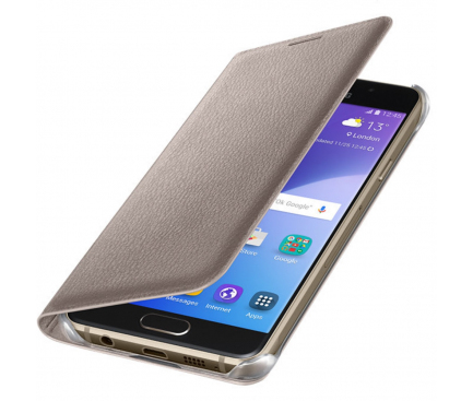 Husa Samsung Galaxy A3 (2016) A310 EF-WA310PFEGWW Flip Wallet aurie Blister Originala