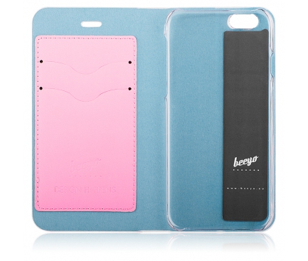 Husa piele Apple iPhone 6 Beeyo Book Carry roz Blister Originala