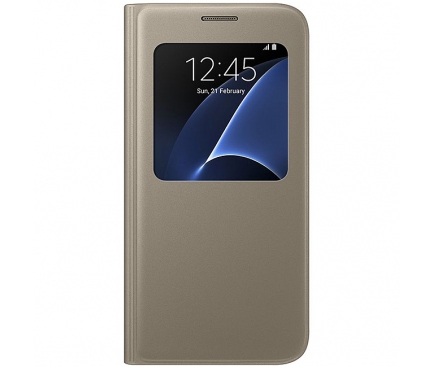 Husa Samsung Galaxy S7 G930 S-View EF-CG930PFEGWW aurie Blister Originala