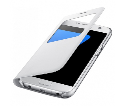 Husa Samsung Galaxy S7 G930 S-View EF-CG930PWEGWW alba Blister Originala