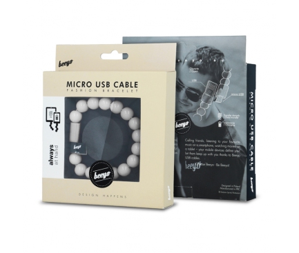 Cablu date MicroUSB Beeyo Bracelet alb Blister Original