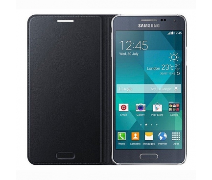 Husa piele Samsung Galaxy Alpha G850 EF-FG850BB Gri Blister Originala