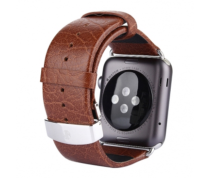 Curea Piele Apple Watch 42mm Kakapi Double Buckle Maro Blister Originala