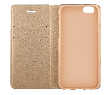 Husa piele Apple iPhone 6 Magnetic Book aurie