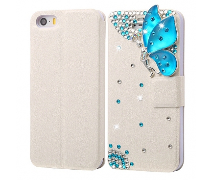 Husa piele Apple iPhone SE Diamond Butterfly