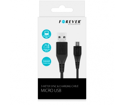 Cablu date MicroUSB Forever 3m
