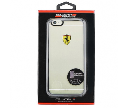 Husa plastic Apple iPhone 6 Ferrari FEHCP6BK transparenta Blister Originala