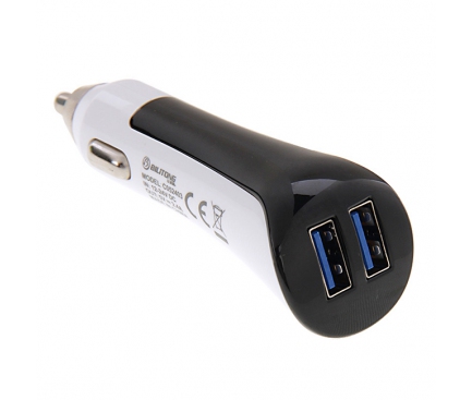 Adaptor auto Dual USB Apple iPhone 5 BiLiTong 2.4A negru alb Blister Original