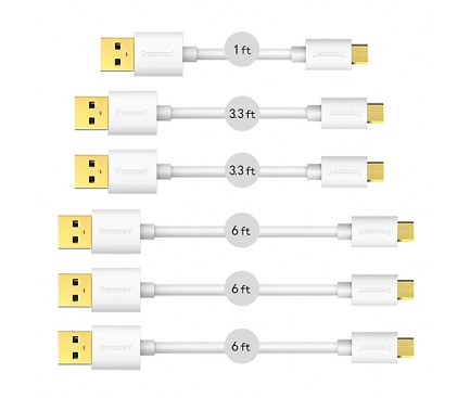 Set cablu de date Allview Viper V1 Tronsmart Gold MUPP9 (6 bucati) alb Blister Original