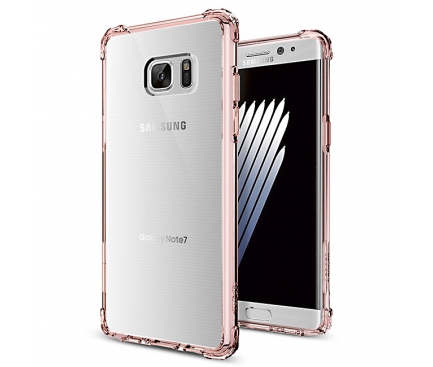 Husa silicon TPU Samsung Galaxy Note7 N930 Spigen 562CS20385 Crystal Shell Roz Transparenta Blister Originala