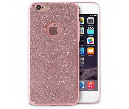 Husa silicon TPU Apple iPhone 6 Puro Glitter Shine Roz Blister Originala