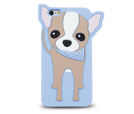 Husa silicon TPU Apple iPhone 6 3D Doggy Albastra