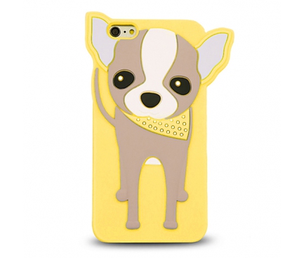 Husa silicon TPU Apple iPhone 6 3D Doggy Galbena
