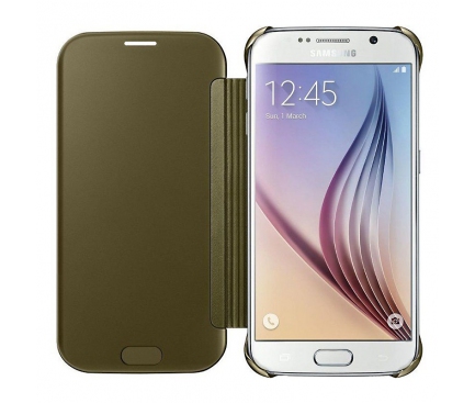 Husa plastic Samsung Galaxy S6 G920 Clear View EF-ZG920BFEGWW Aurie Blister Originala