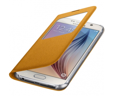 Husa textil Samsung Galaxy S6 G920 S-View EF-CG920BY galbena Blister Originala