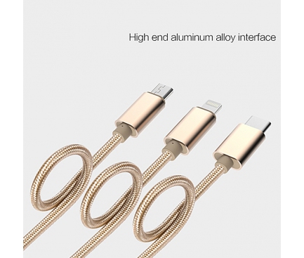 Cablu de date Apple iPhone 7 Joyroom JR-S320 3in1 1.28m Auriu Blister Original