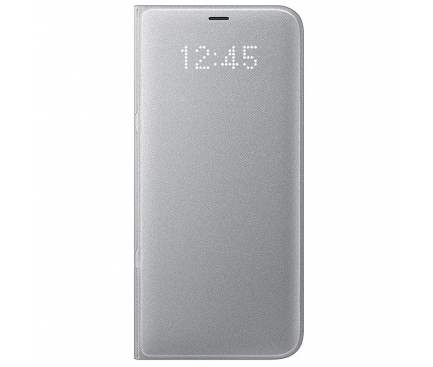 Husa textil Samsung Galaxy S8+ G955 LED View EF-NG955PSEGWW Argintie Blister Originala