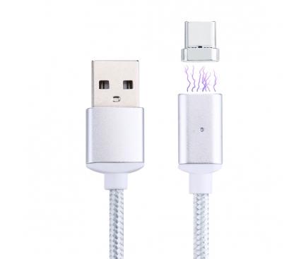 Cablu date USB - USB Type-C Magnetic 1m Alb