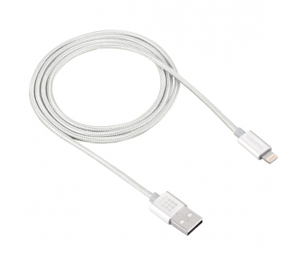 Cablu de date Apple iPhone 5 Haweel Woven HWL1025S 1m Argintiu Blister Original