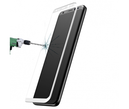 Folie Protectie ecran antisoc Samsung Galaxy S8+ G955 Baseus Tempered Glass Full Face 3D Alba Blister Originala