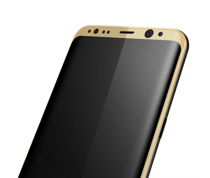 Folie Protectie ecran antisoc Samsung Galaxy S8+ G955 Baseus Tempered Glass Full Face 3D Aurie Blister Originala