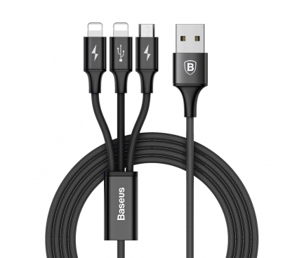 Cablu de date USB - 2 x Lightning MicroUSB Baseus Speed 3in1 1.2m Blister Original