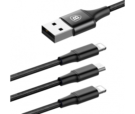 Cablu de date USB - 2 x Lightning MicroUSB Baseus Speed 3in1 1.2m Blister Original
