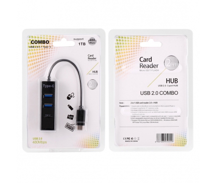 Hub si Cititor Card MicroSD USB Type-C Combo Blister