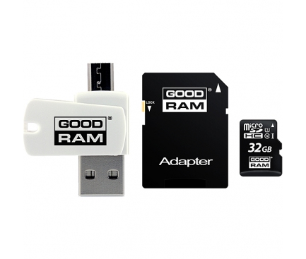 Card memorie GoodRam MicroSDHC 32GB Clasa 10 UHS-1 si cititor card OTG Blister