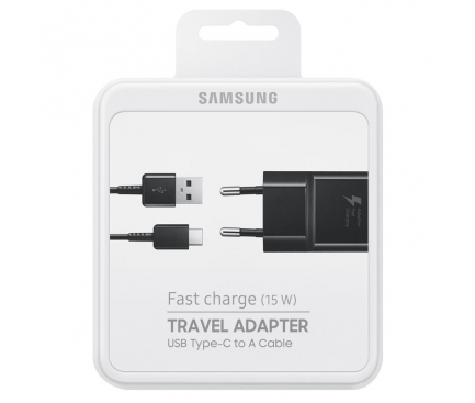 Incarcator retea cu cablu USB Type-C Samsung EP-TA20EBECGWW, Fast Charging, Negru