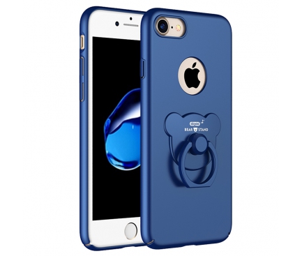 Husa plastic Apple iPhone 7 AIQAA Bear Ring Bleumarin