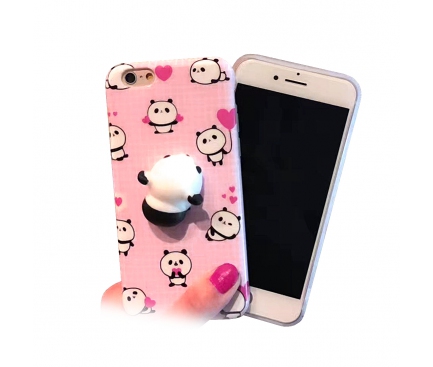 Husa Apple iPhone 7 3D Squishy Lovely Panda roz
