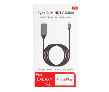Cablu Audio-Video USB Type-C la HDMI, 2m, Negru-Gri, Blister
