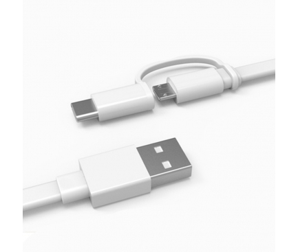 Cablu Date si Incarcare USB-A - USB-C / microUSB Huawei AP55, 18W, 1.5m, Alb 04071417