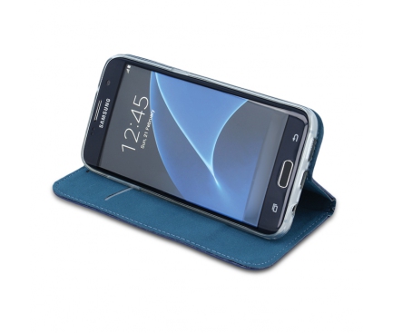 Husa piele Samsung Galaxy J5 (2017) J530 Case Smart Carbon Bleumarin