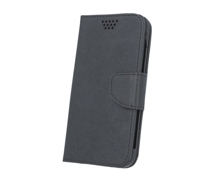 Husa Piele Ecologica Universala OEM Fancy Pentru Telefon 4.5 inch, dimensiuni interioare 130 x 70 mm, neagra