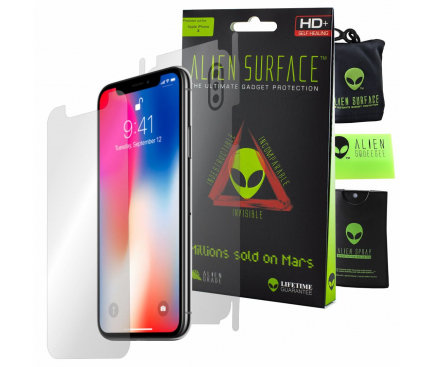 Folie Protectie Fata si Spate Alien Surface pentru Apple iPhone X, Silicon, Full Cover, Blister