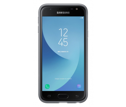 Husa Silicon TPU Samsung Galaxy J3 (2017) J330 Jelly Cover EF-AJ330TBEGWW Gri Transparenta Blister Originala