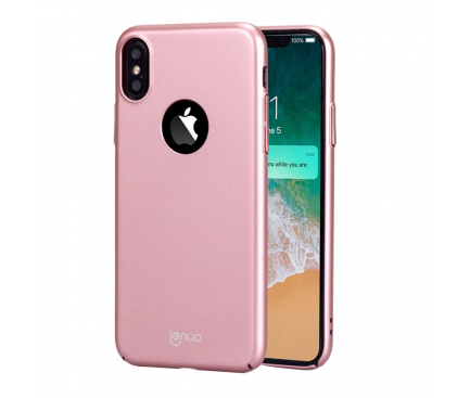 Husa plastic Apple iPhone X Lenuo Slim roz Blister Originala
