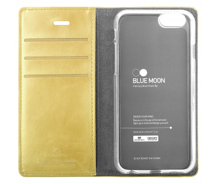 Husa piele Apple iPhone X Goospery Mercury Blue Moon aurie Blister Originala 
