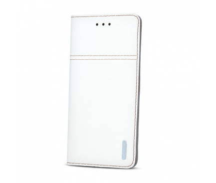 Husa piele Case Smart Top pentru telefon 4.8 - 5 inci, dimensiuni interioare 145 x 70 mm, alba