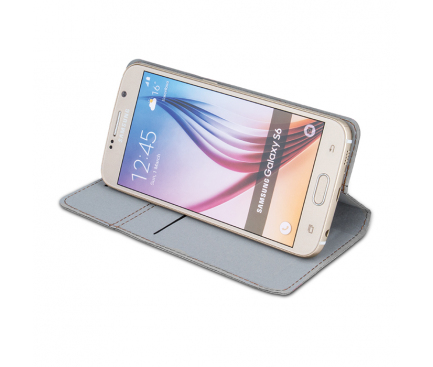 Husa piele Case Smart Top pentru telefon 4.8 - 5 inci, dimensiuni interioare 145 x 70 mm, alba