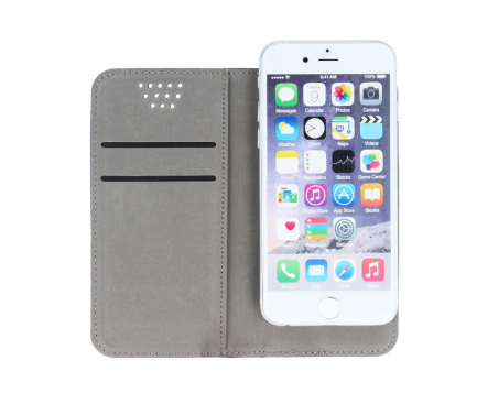 Husa piele Case Smart Magnet pentru telefon 4.7 - 5.3 inci, dimensiuni interioare 145 x 75 mm, bleumarin