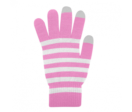 Manusi iarna Touchscreen Sensitive Marimea M roz albe