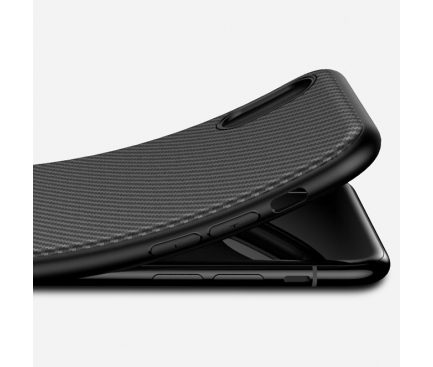 Husa silicon TPU Apple iPhone X iPaky Carbon Fiber Bleumarin Blister Originala