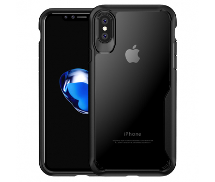 Husa plastic Apple iPhone X iPaky Antisoc Neagra - Transparenta Blister Originala